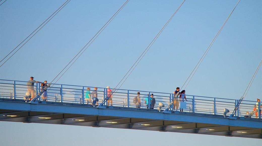 Bob Kerrey Pedestrian Bridge featuring a bridge as well as a small group of people