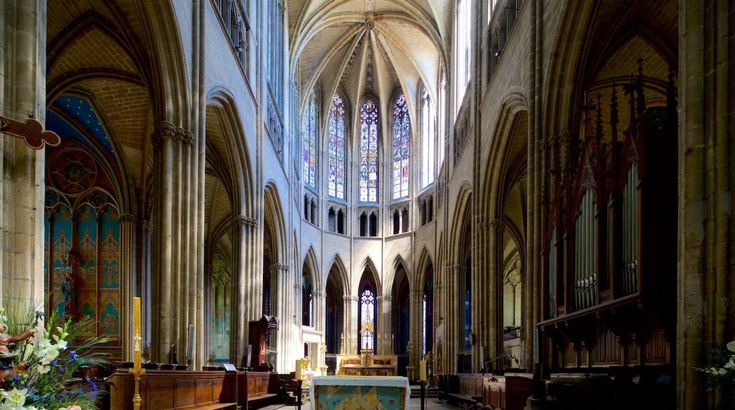 Catedral de Limoges mostrando elementos del patrimonio, una iglesia o catedral y vistas interiores