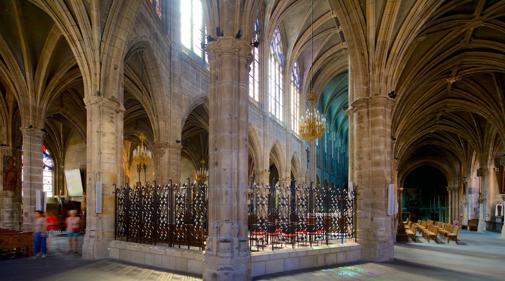 Moulins Cathedral which includes interior views, a church or cathedral and heritage elements