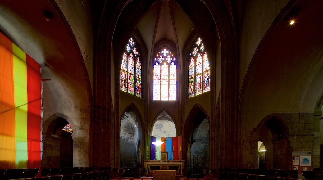 Church of Notre-Dame-du-Marthuret featuring a church or cathedral, interior views and heritage elements