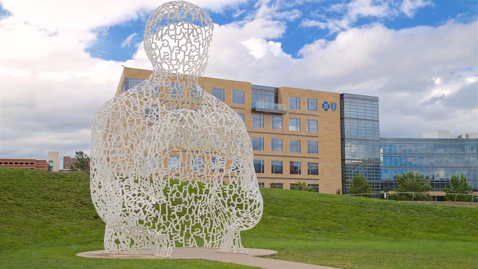 Parque de Esculturas de John y Mary Pappajohn que incluye arte al aire libre y un parque