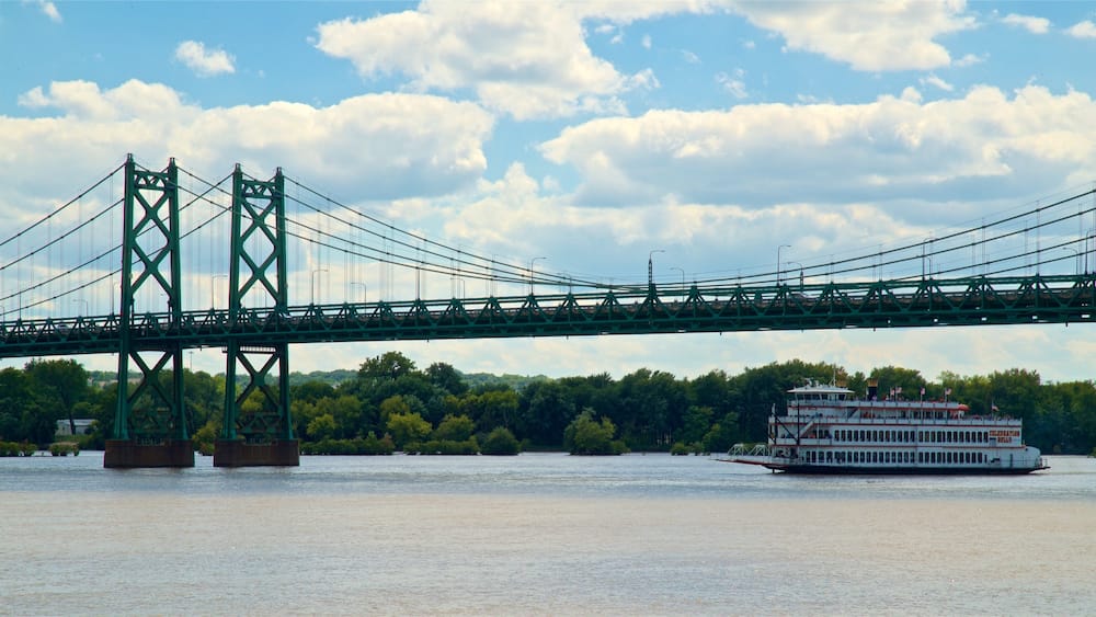 Bettendorf showing a river or creek, a bridge and a ferry