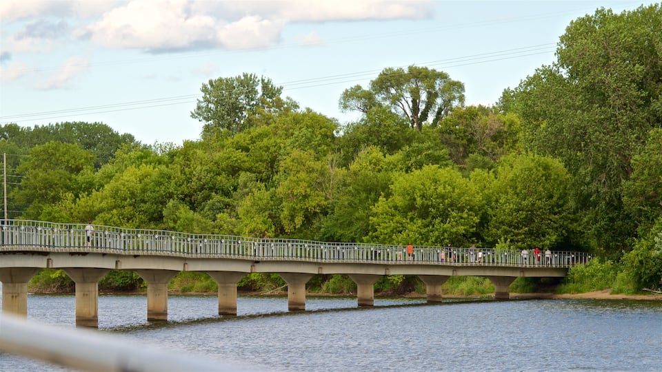 Grayslake mit einem Fluss oder Bach und Brücke