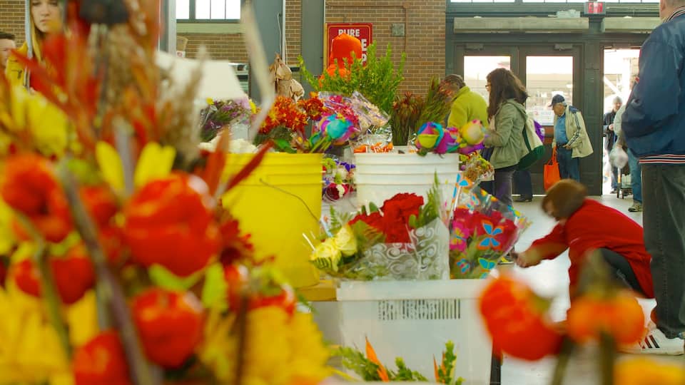 Eastern Market which includes interior views, shopping and flowers