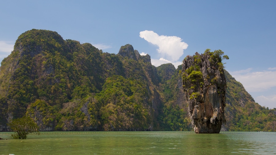 Parco Nazionale di Ao Phang Nga mostrando foresta, vista della costa e montagna