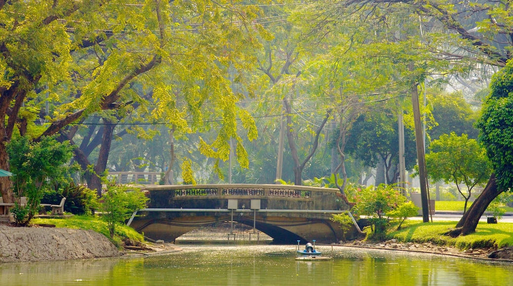 Lumphini Park mit einem Brücke, allgemeine Küstenansicht und See oder Wasserstelle