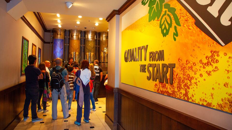 Heineken Experience showing interior views and signage as well as a small group of people