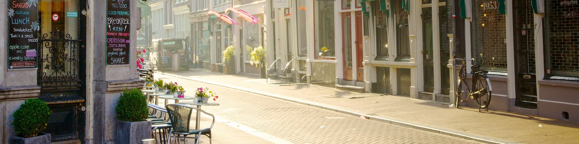Muntplein featuring heritage architecture, signage and a city
