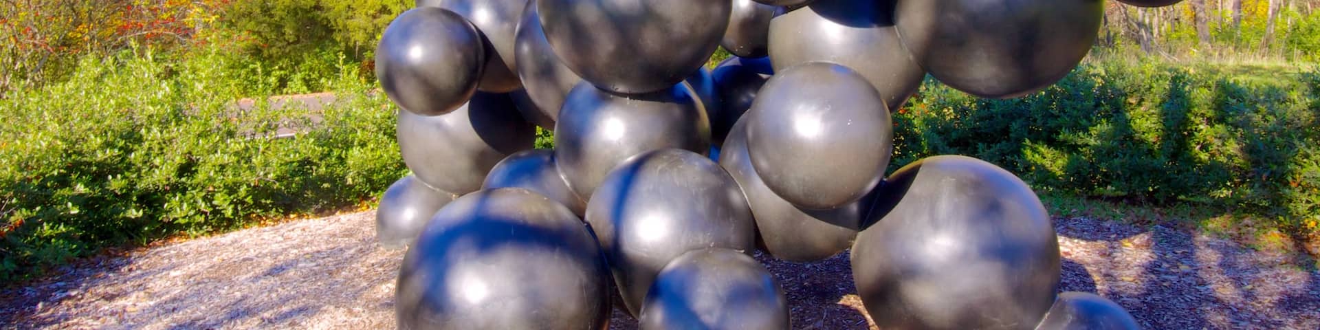 Laumeier Sculpture Park showing autumn leaves, a park and outdoor art