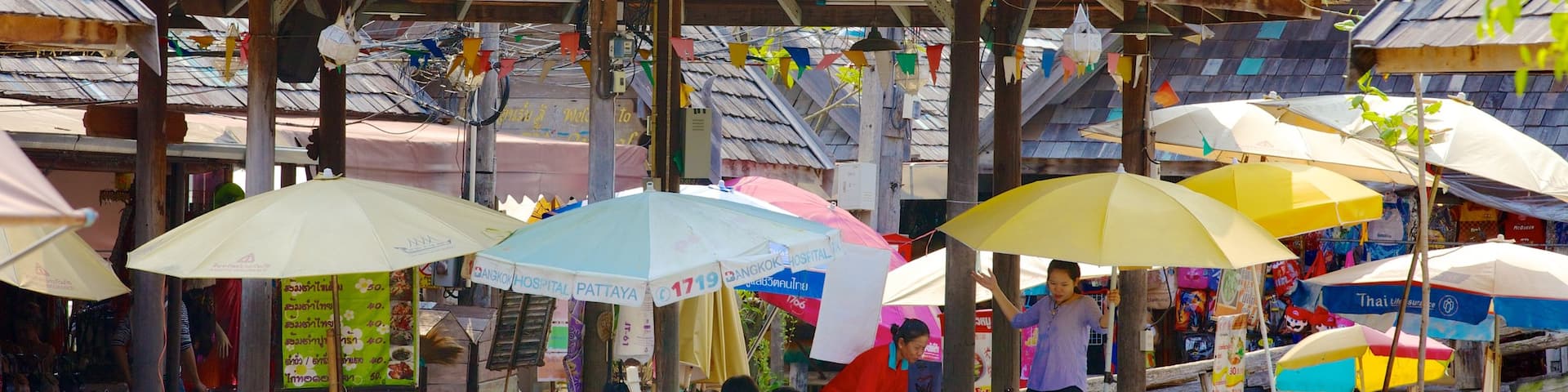 Pattaya Floating Market featuring a river or creek and markets
