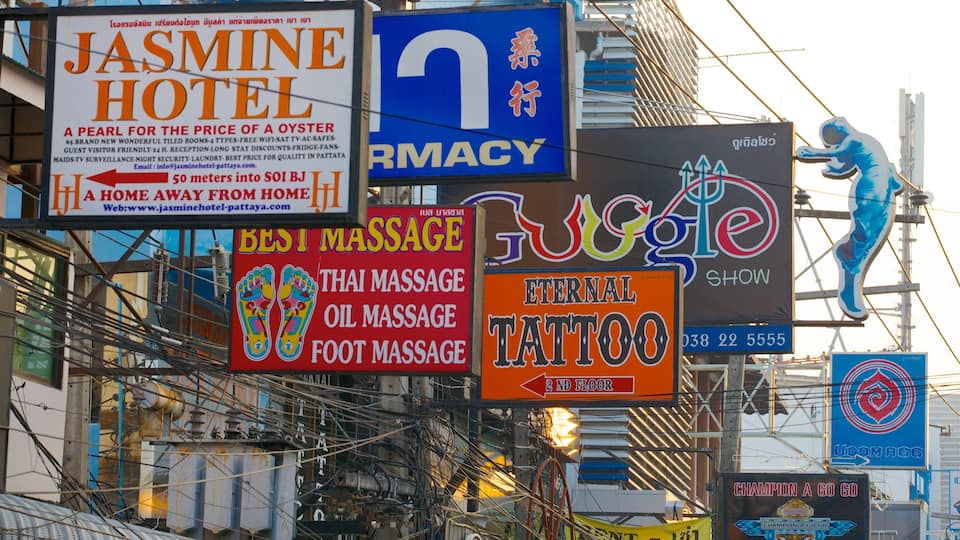 Walking Street das einen Straßenszenen, Stadt und Beschilderung