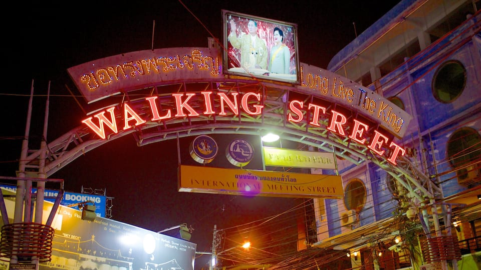 Walking Street welches beinhaltet Straßenszenen, Beschilderung und Stadt