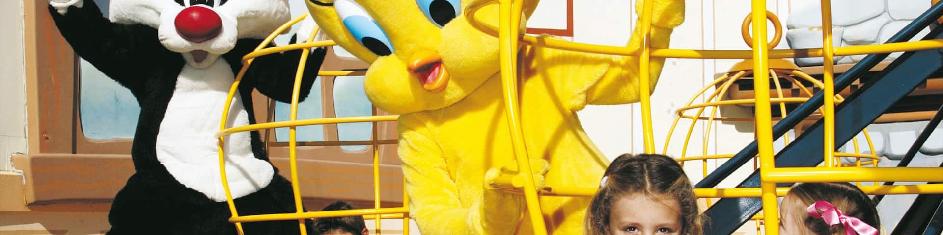 Movie World showing rides as well as children