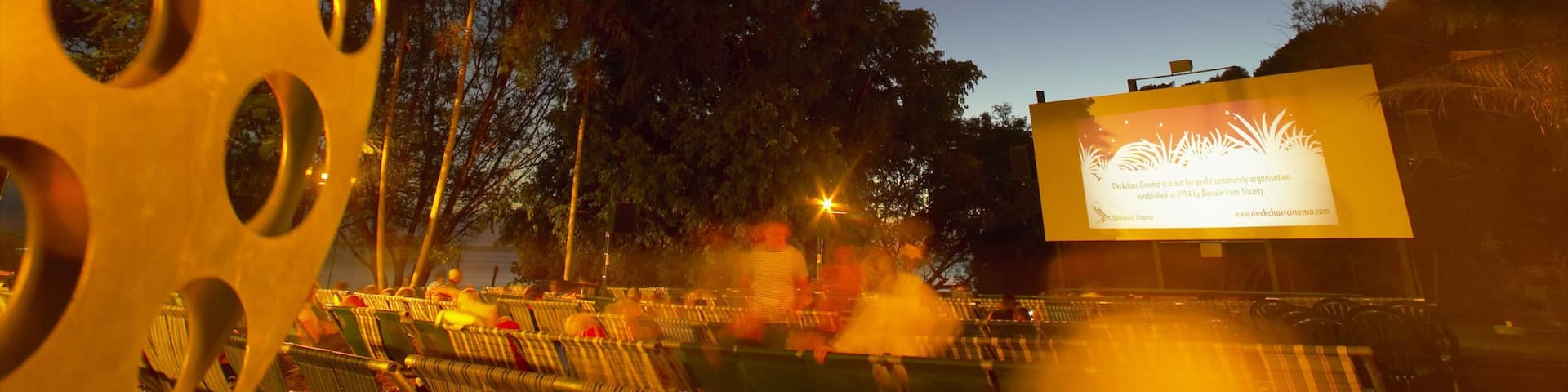 Darwin Deckchair Cinema featuring night scenes and outdoor art