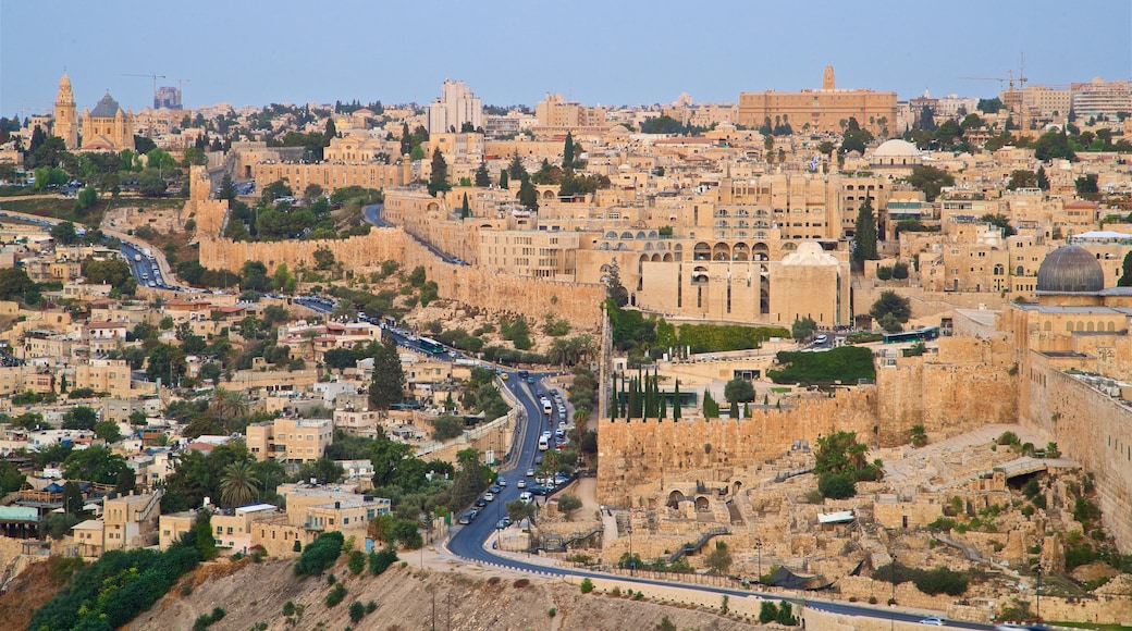 Mount Zion showing landscape views and a city