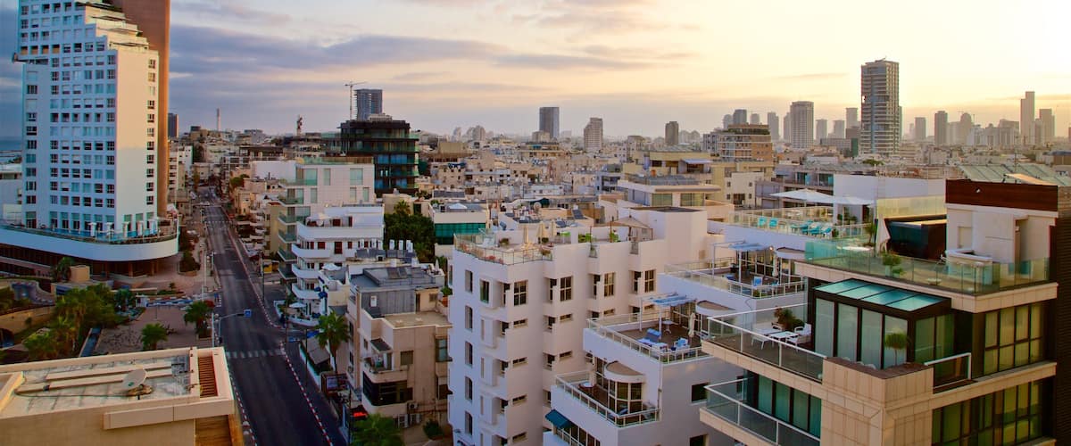 Tel Aviv featuring a city, landscape views and a sunset