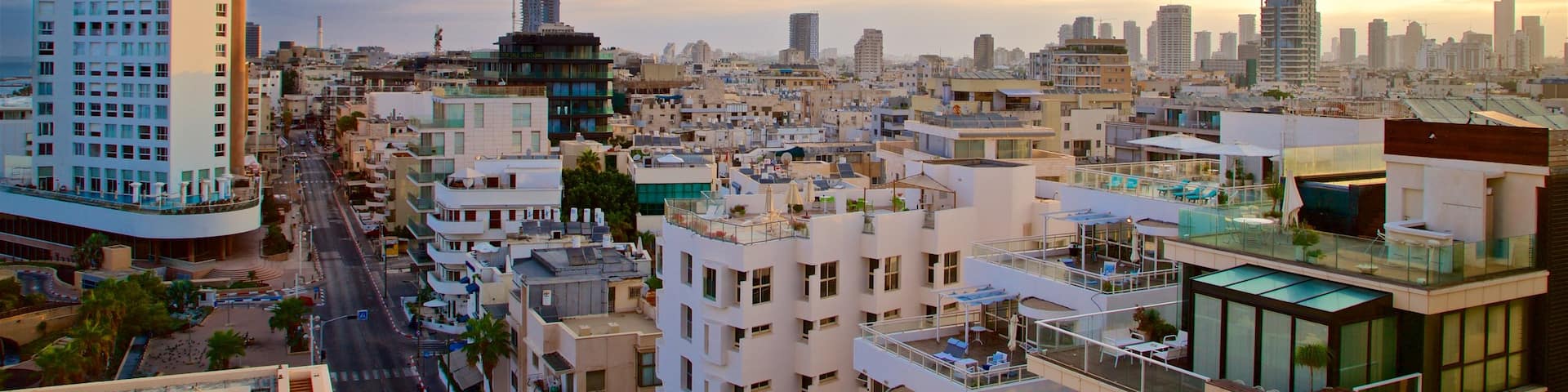 Tel Aviv featuring landscape views, a sunset and a city