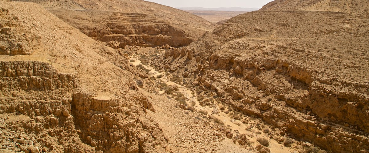 Mamshit National Park showing a gorge or canyon, landscape views and desert views