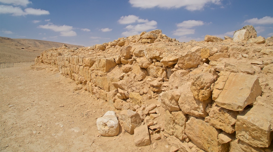 Mamshit National Park which includes desert views and building ruins