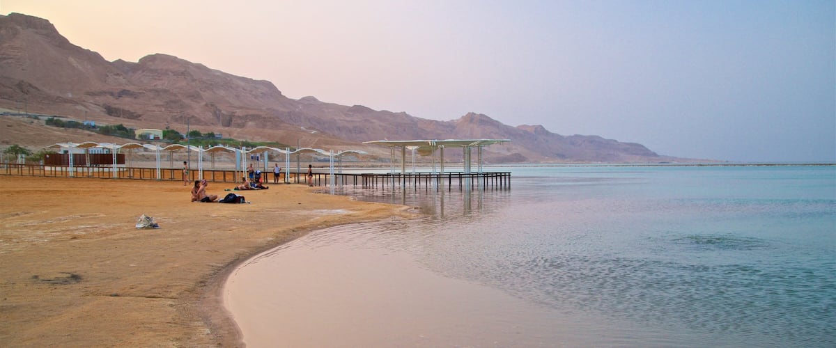 Ein Bokek featuring a sunset, a beach and general coastal views
