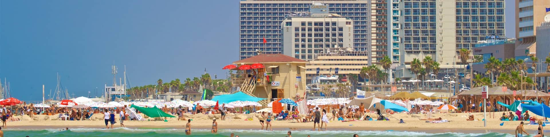 Jerusalem Beach showing general coastal views, a coastal town and a beach