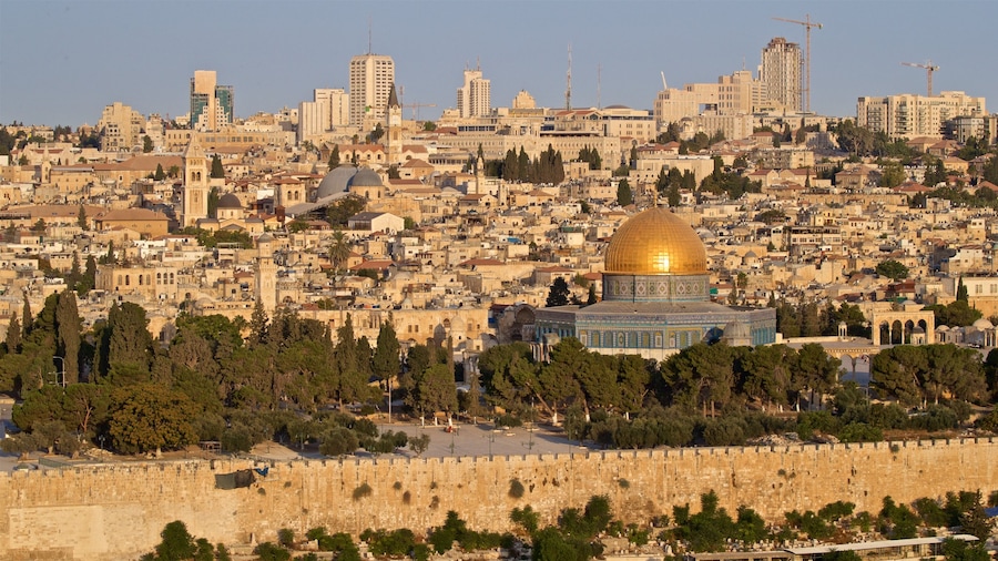 Temple Mount featuring landscape views, a city and heritage architecture