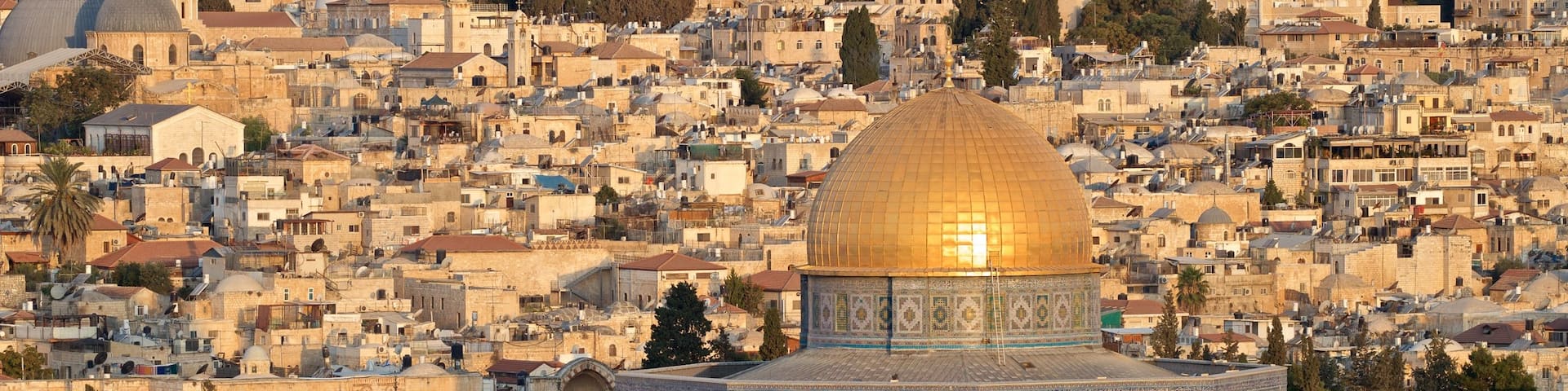 Dome of the Rock featuring a city, heritage architecture and landscape views
