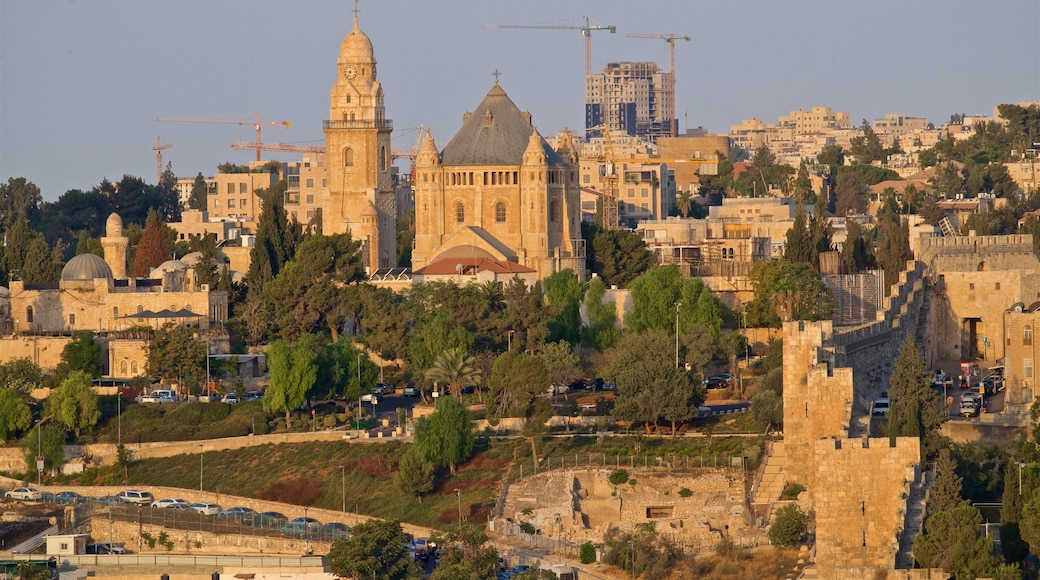 Mount Zion which includes a city, landscape views and heritage architecture