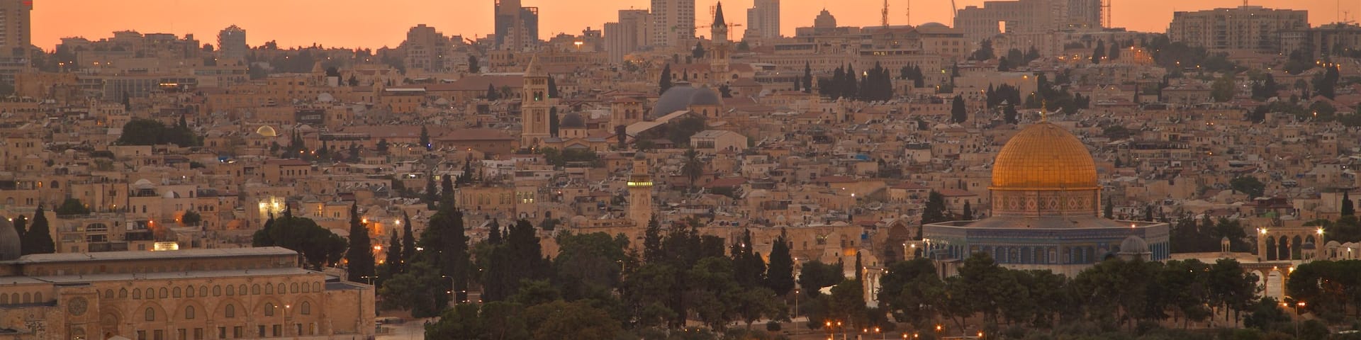 Mount of Olives showing a city, landscape views and a sunset