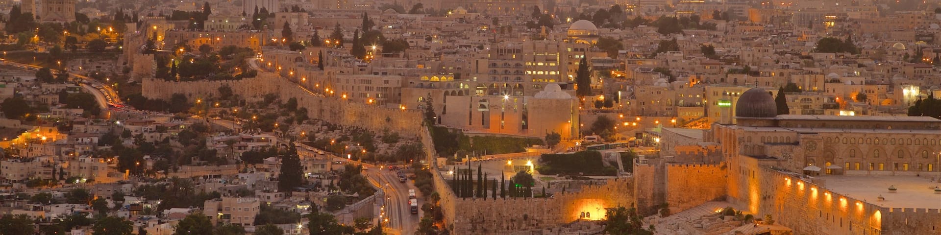 Mount of Olives featuring a city, landscape views and a sunset
