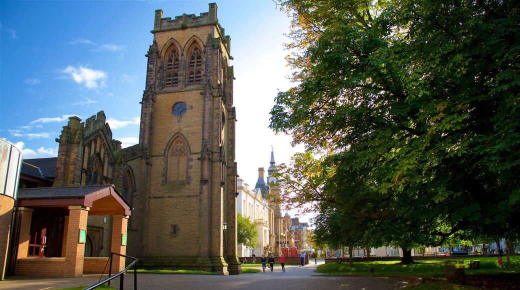 Southport showing a church or cathedral and heritage architecture