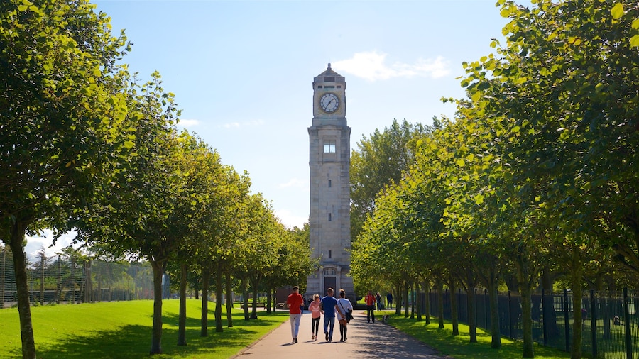 Stanley Park which includes a park and heritage architecture as well as a small group of people