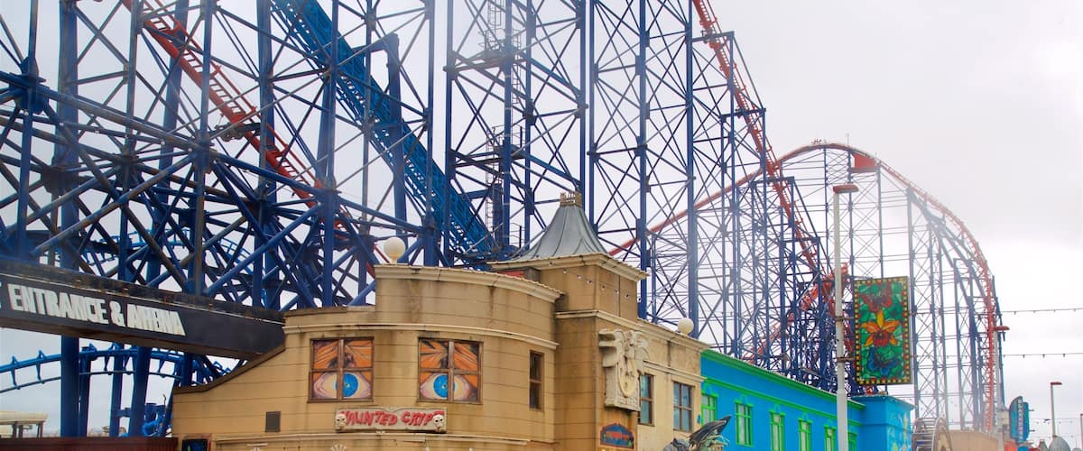 Blackpool Pleasure Beach showing rides