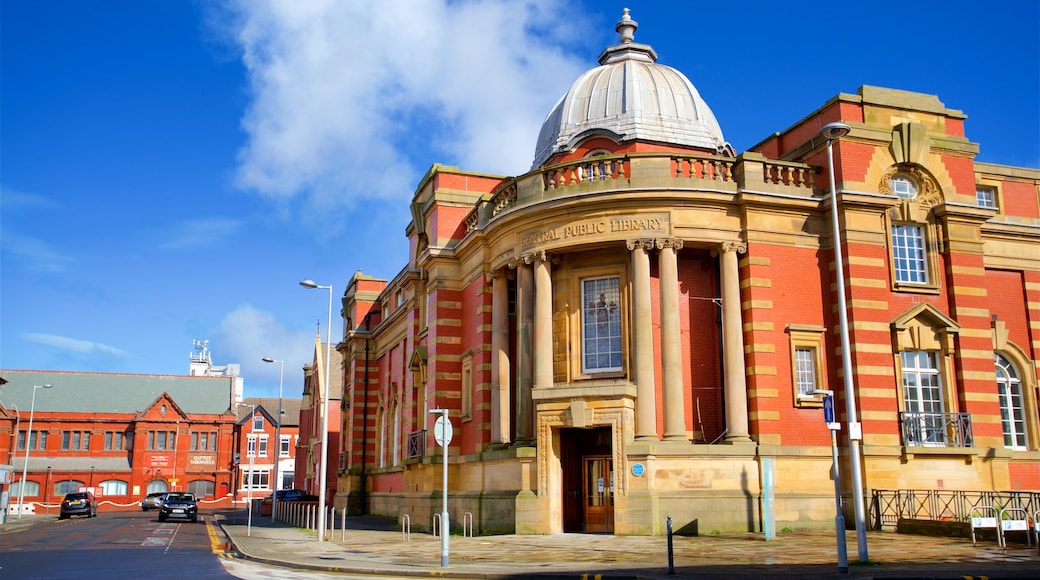 Blackpool Central Library som visar historisk arkitektur