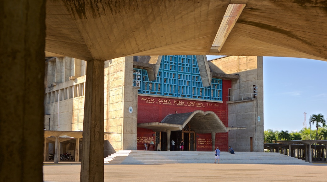 La Altagracia Cathedral which includes modern architecture and a square or plaza