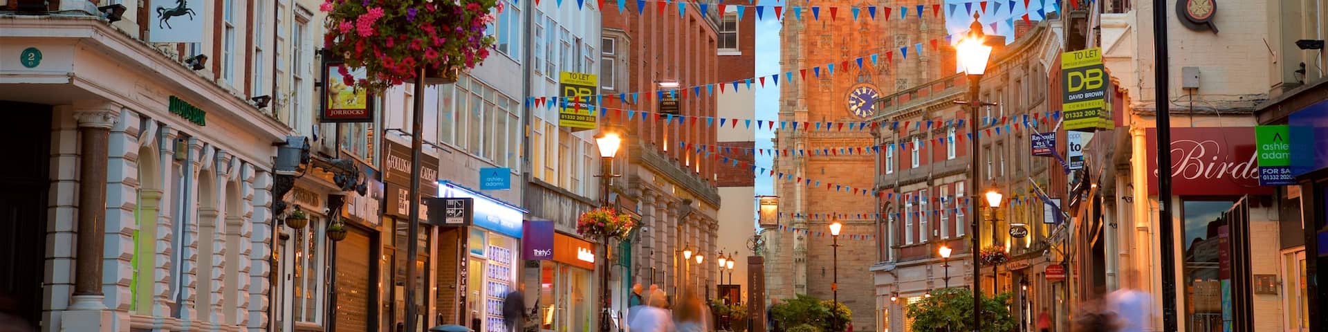 Derby Cathedral which includes a city and heritage architecture
