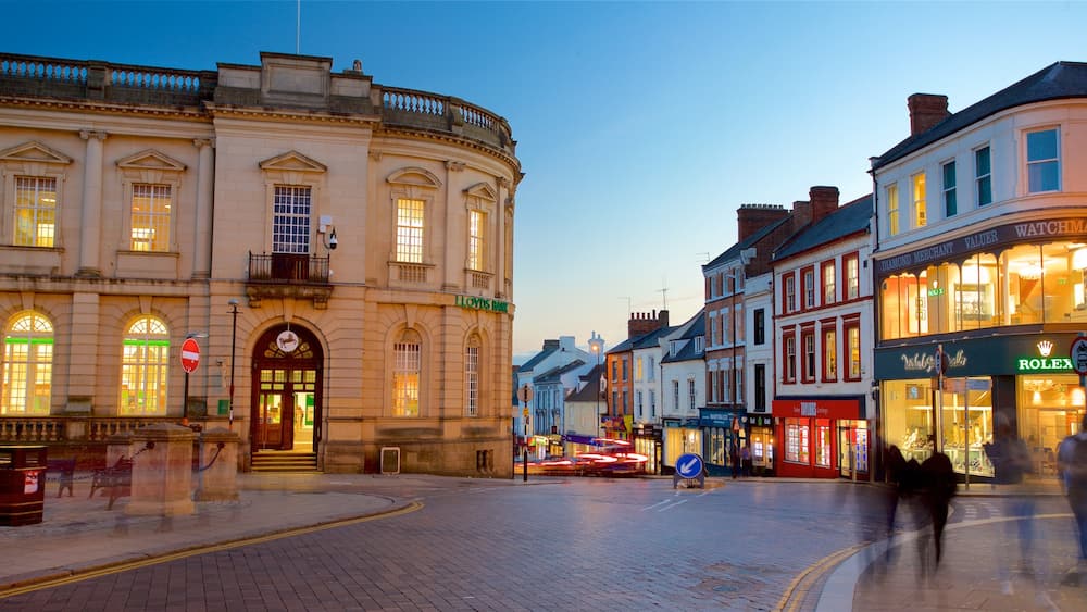 Northampton featuring night scenes and heritage architecture