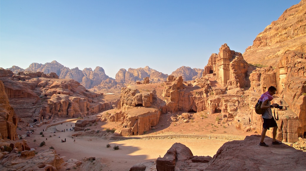 Petra which includes a gorge or canyon, a ruin and landscape views