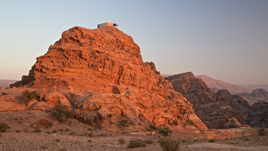 Petra featuring landscape views, a gorge or canyon and a sunset