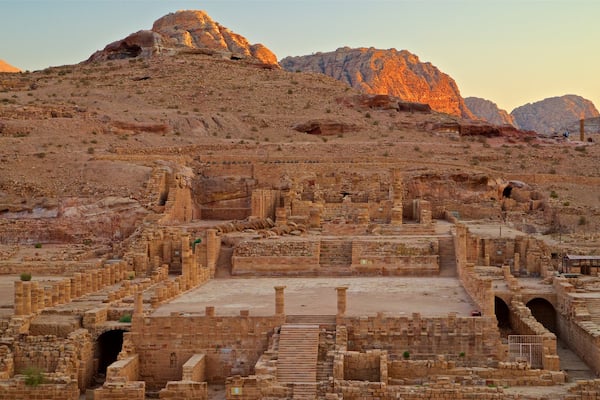 Great Temple featuring a sunset, a gorge or canyon and landscape views