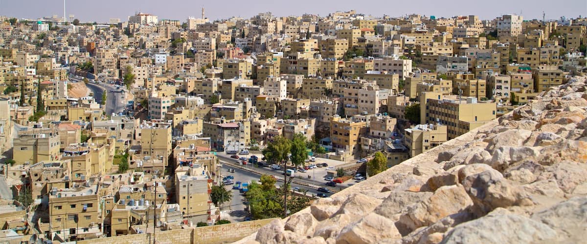 Amman Citadel showing a city and landscape views