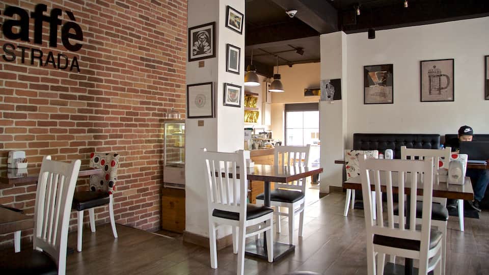Rainbow Street featuring interior views and café scenes