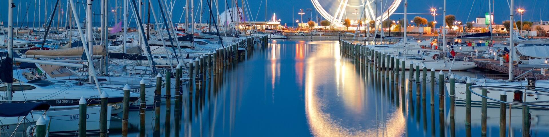 Rimini Ferris Wheel featuring night scenes and a bay or harbour