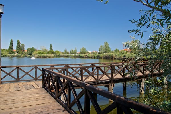 Parco del Gelso das einen Brücke und See oder Wasserstelle
