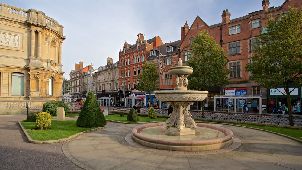 Wolverhampton which includes a fountain, heritage elements and a garden