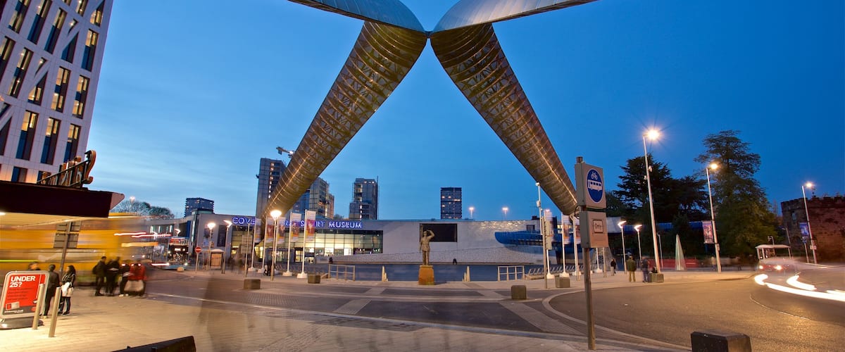 Coventry showing night scenes and outdoor art