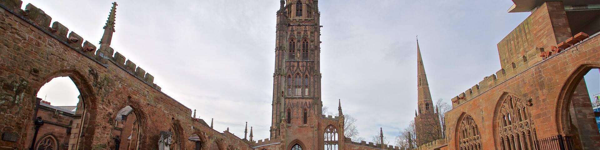 Coventry Cathedral which includes heritage architecture and a church or cathedral
