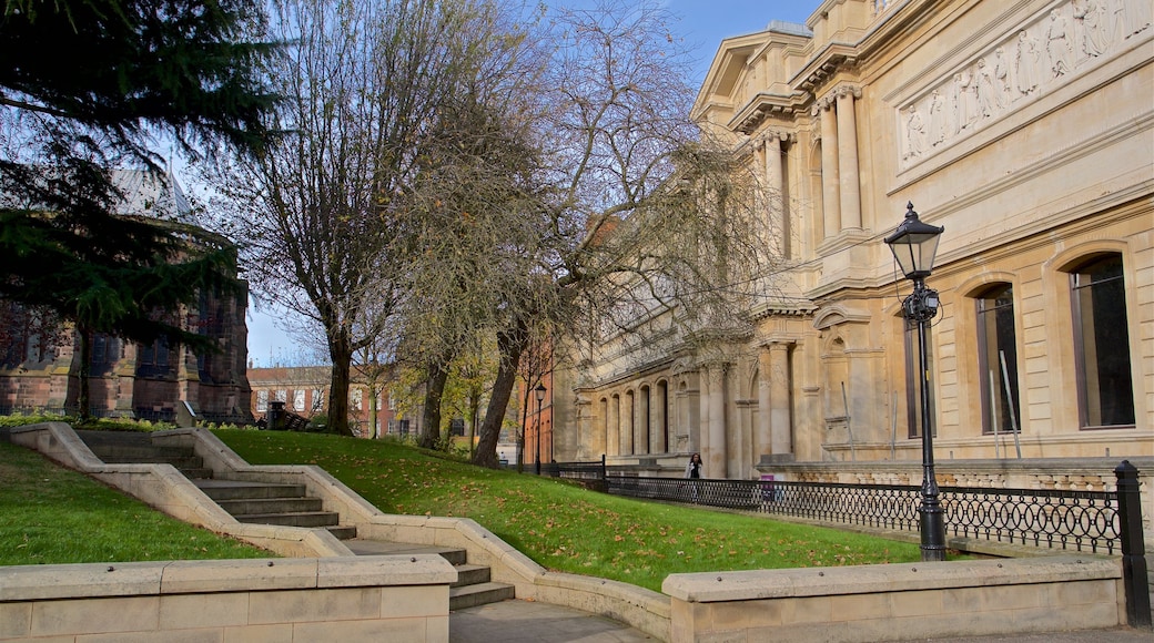 Wolverhampton Art Gallery featuring a garden and heritage elements