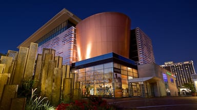 Muhammad Ali Center showing modern architecture and night scenes