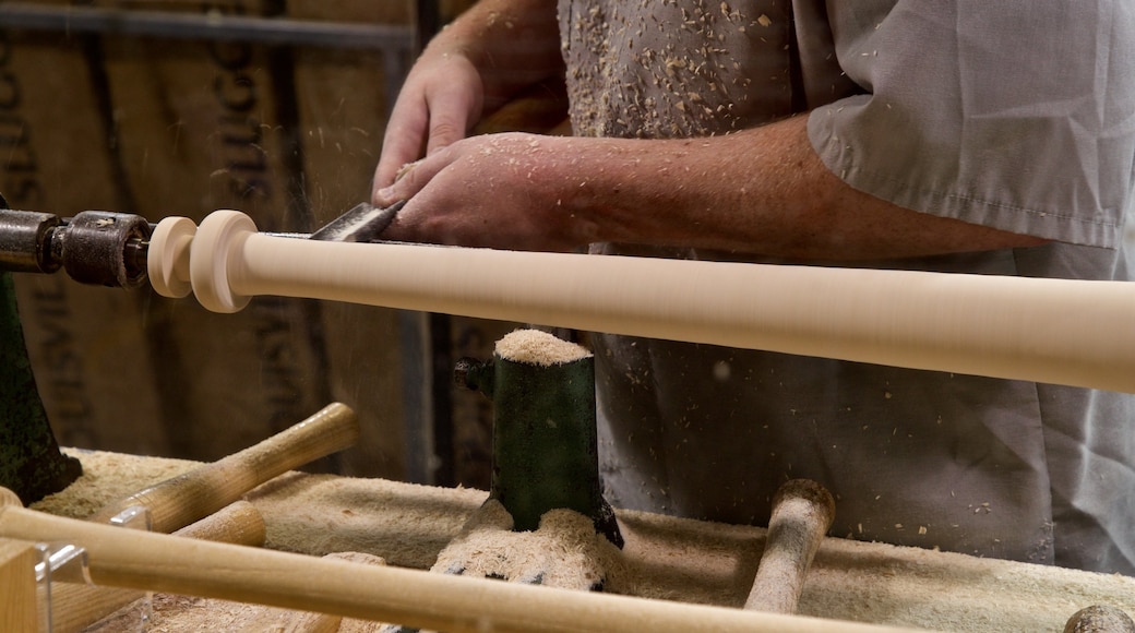 Louisville Slugger Museum welches beinhaltet Innenansichten sowie einzelner Mann